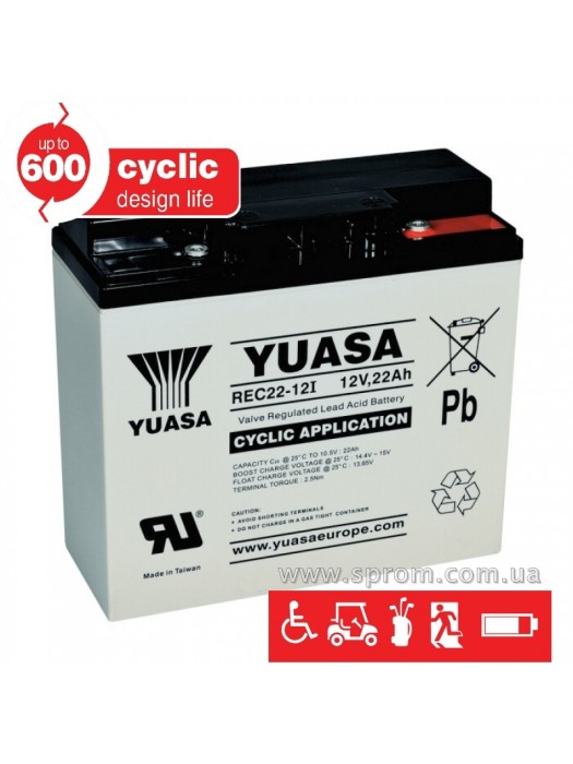 Акумулятор Yuasa REC10-12 ... REC80-12, NPC24-12 ... NPC100-12. Герметизований необслуговуваний свинцево-кислотний